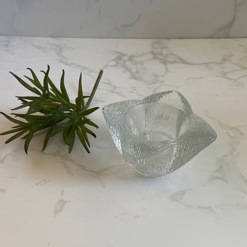 Glass Candle Holder Blue Clear Decorative Votive Small Coastal Decor Home